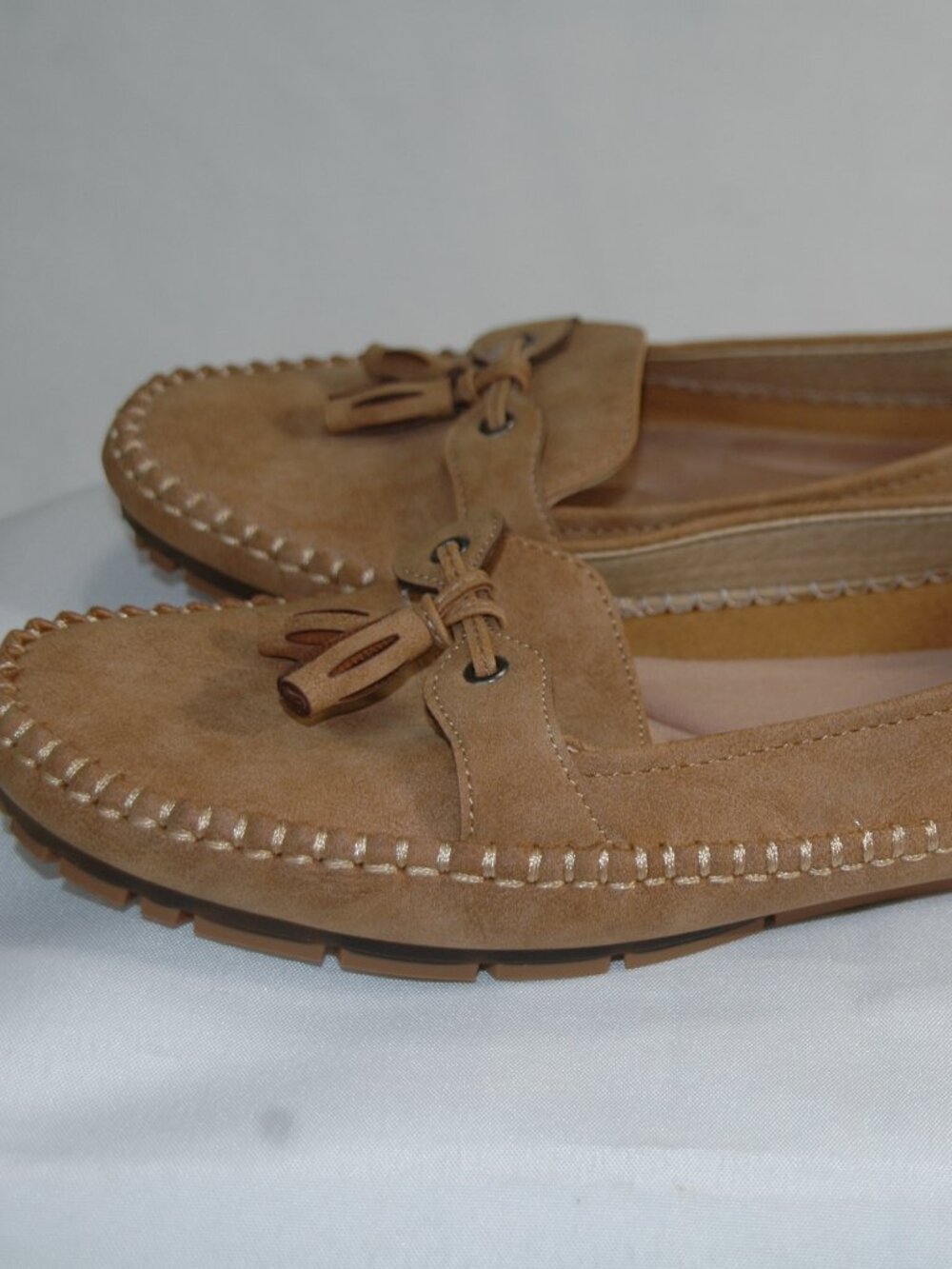 Tan Suede Loafers with Tassel Detail - Picture 3 of 7